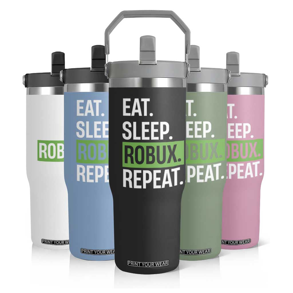 Eat Sleep Roblox Repeat Flip Straw Tumbler Funny Video Game Lovers Gamers