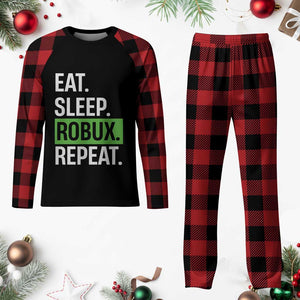 Eat Sleep Roblox Repeat Plaid Pajama Set Funny Video Game Lovers Gamers