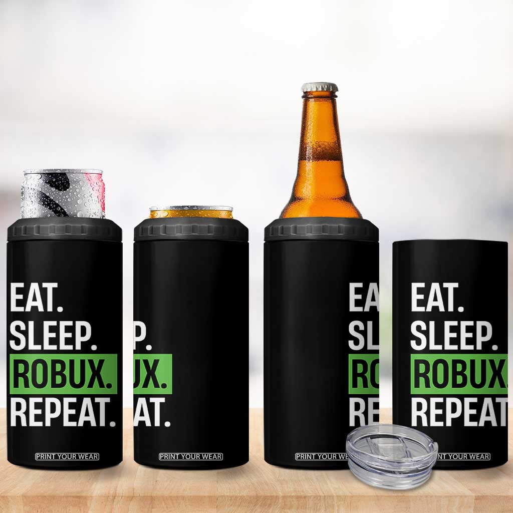 Eat Sleep Roblox Repeat 4 in 1 Can Cooler Tumbler Funny Video Game Lovers Gamers
