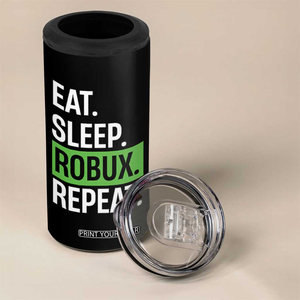 Eat Sleep Roblox Repeat 4 in 1 Can Cooler Tumbler Funny Video Game Lovers Gamers