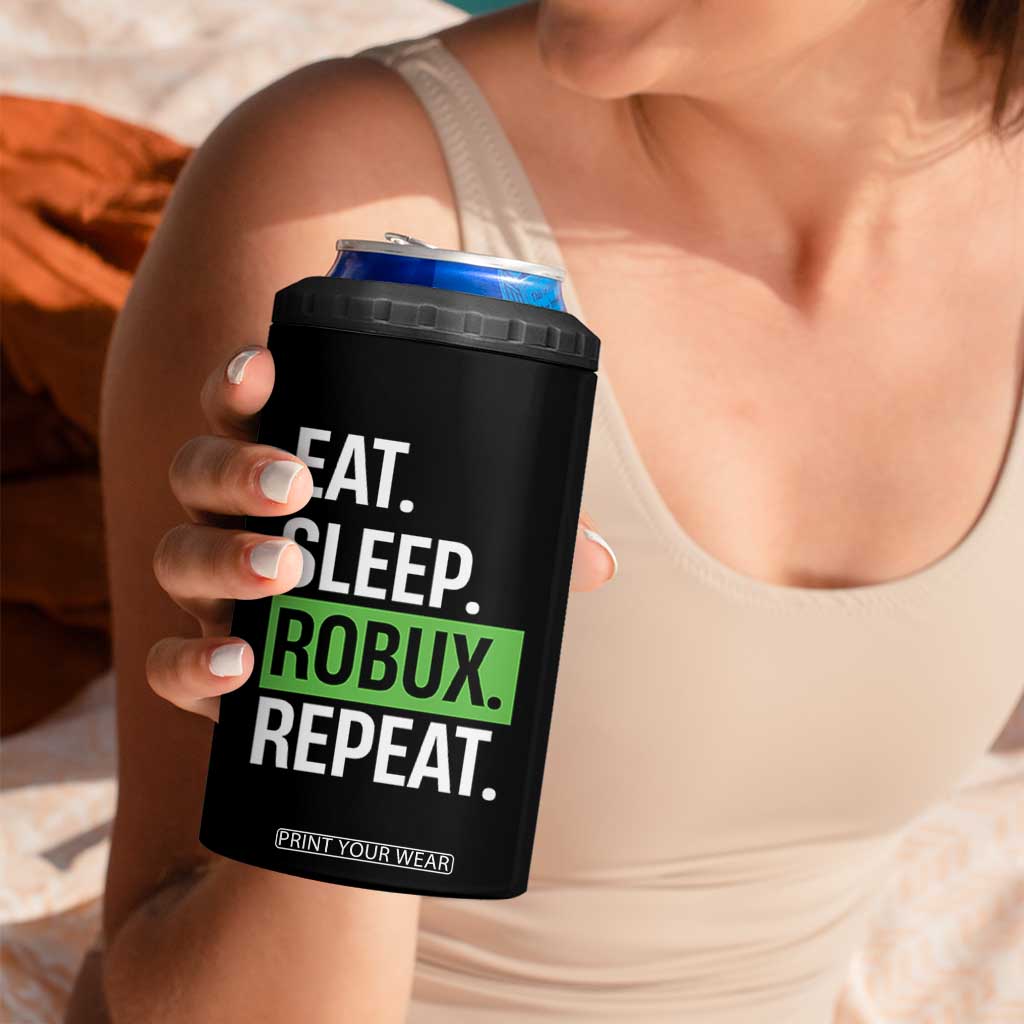 Eat Sleep Roblox Repeat 4 in 1 Can Cooler Tumbler Funny Video Game Lovers Gamers