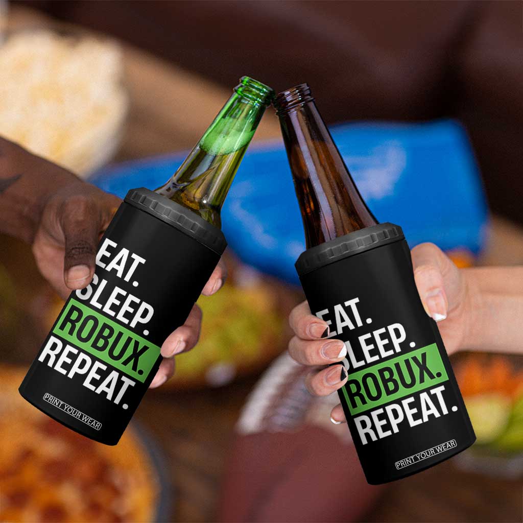 Eat Sleep Roblox Repeat 4 in 1 Can Cooler Tumbler Funny Video Game Lovers Gamers