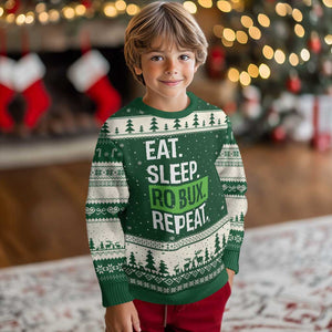 Eat Sleep Roblox Repeat Ugly Christmas Sweater Funny Video Game Lovers Gamers