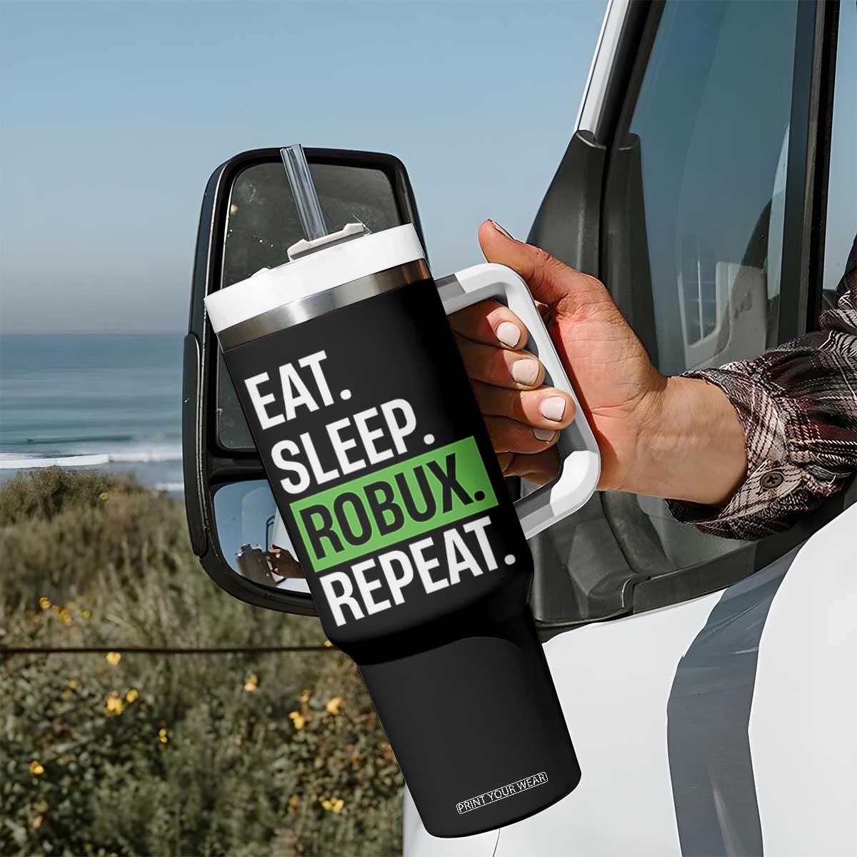 Eat Sleep Roblox Repeat Tumbler With Handle Funny Video Game Lovers Gamers