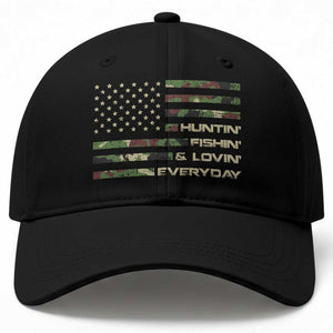 Hunting Fishing Loving Baseball Cap Hunter Fisher Camo American Flag