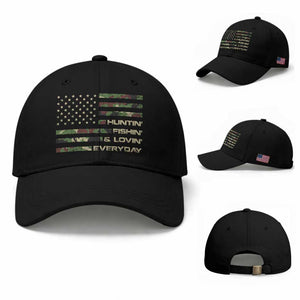 Hunting Fishing Loving Baseball Cap Hunter Fisher Camo American Flag