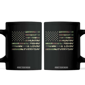 Hunting Fishing Loving Coffee Mug Hunter Fisher Camo American Flag