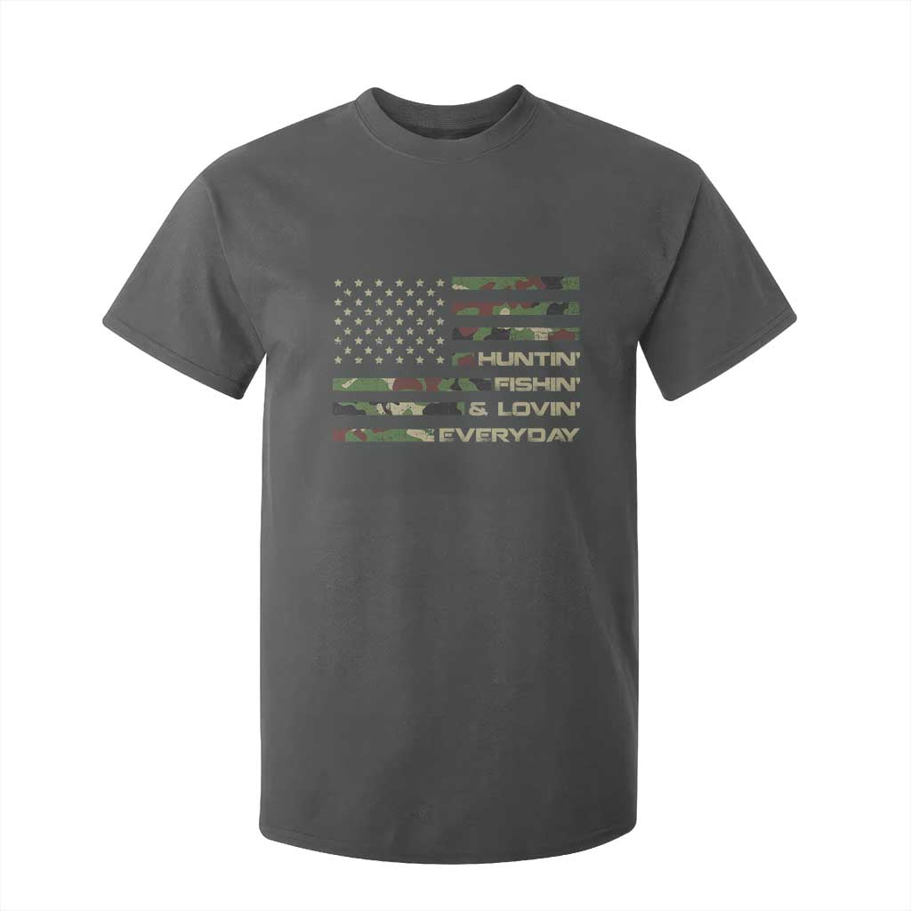 Hunting Fishing Loving T Shirt For Kid Hunter Fisher Camo American Flag