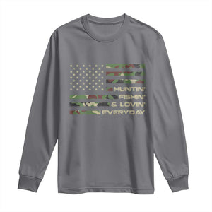 Hunting Fishing Loving Long Sleeve Shirt Hunter Fisher Camo American Flag