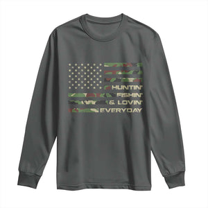 Hunting Fishing Loving Long Sleeve Shirt Hunter Fisher Camo American Flag