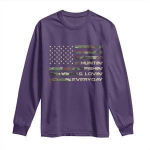 Hunting Fishing Loving Long Sleeve Shirt Hunter Fisher Camo American Flag