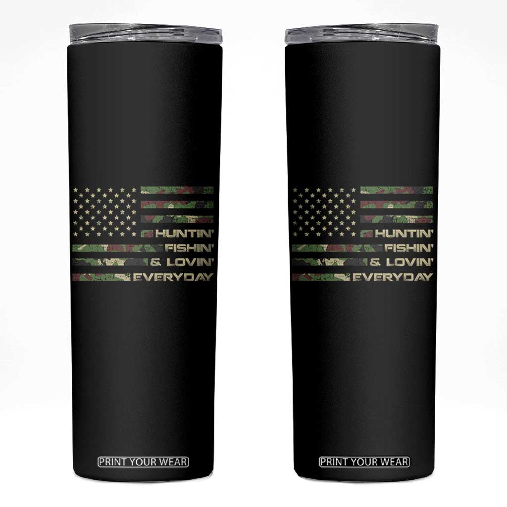 Hunting Fishing Loving Skinny Tumbler Hunter Fisher Camo American Flag