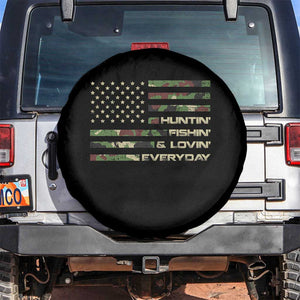 Hunting Fishing Loving Spare Tire Cover Hunter Fisher Camo American Flag
