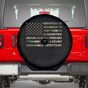 Hunting Fishing Loving Spare Tire Cover Hunter Fisher Camo American Flag