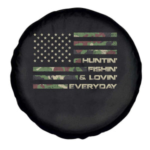 Hunting Fishing Loving Spare Tire Cover Hunter Fisher Camo American Flag