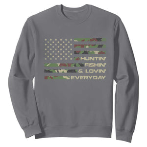 Hunting Fishing Loving Sweatshirt Hunter Fisher Camo American Flag