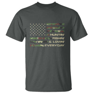 Hunting Fishing Loving T Shirt Hunter Fisher Camo American Flag