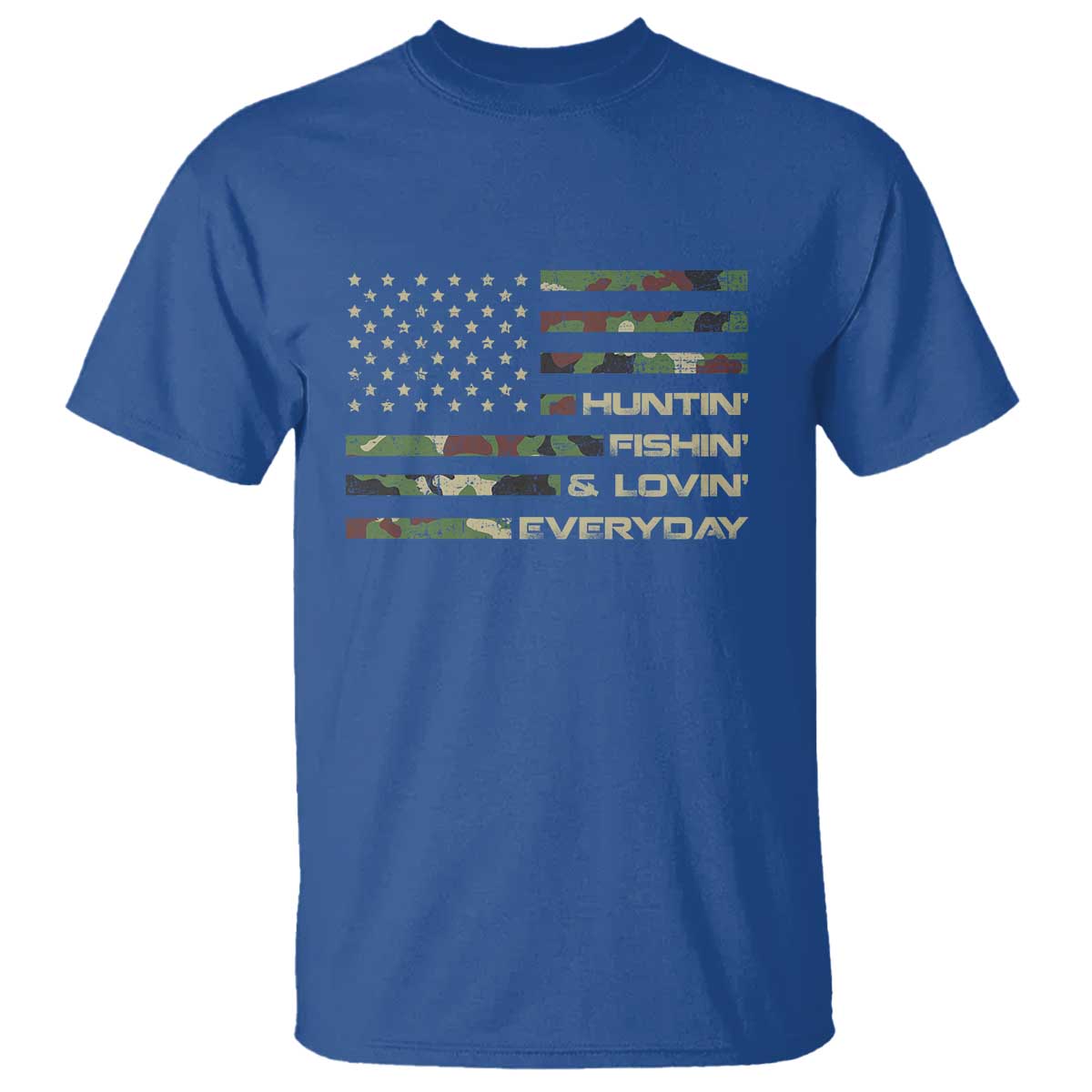 Hunting Fishing Loving T Shirt Hunter Fisher Camo American Flag