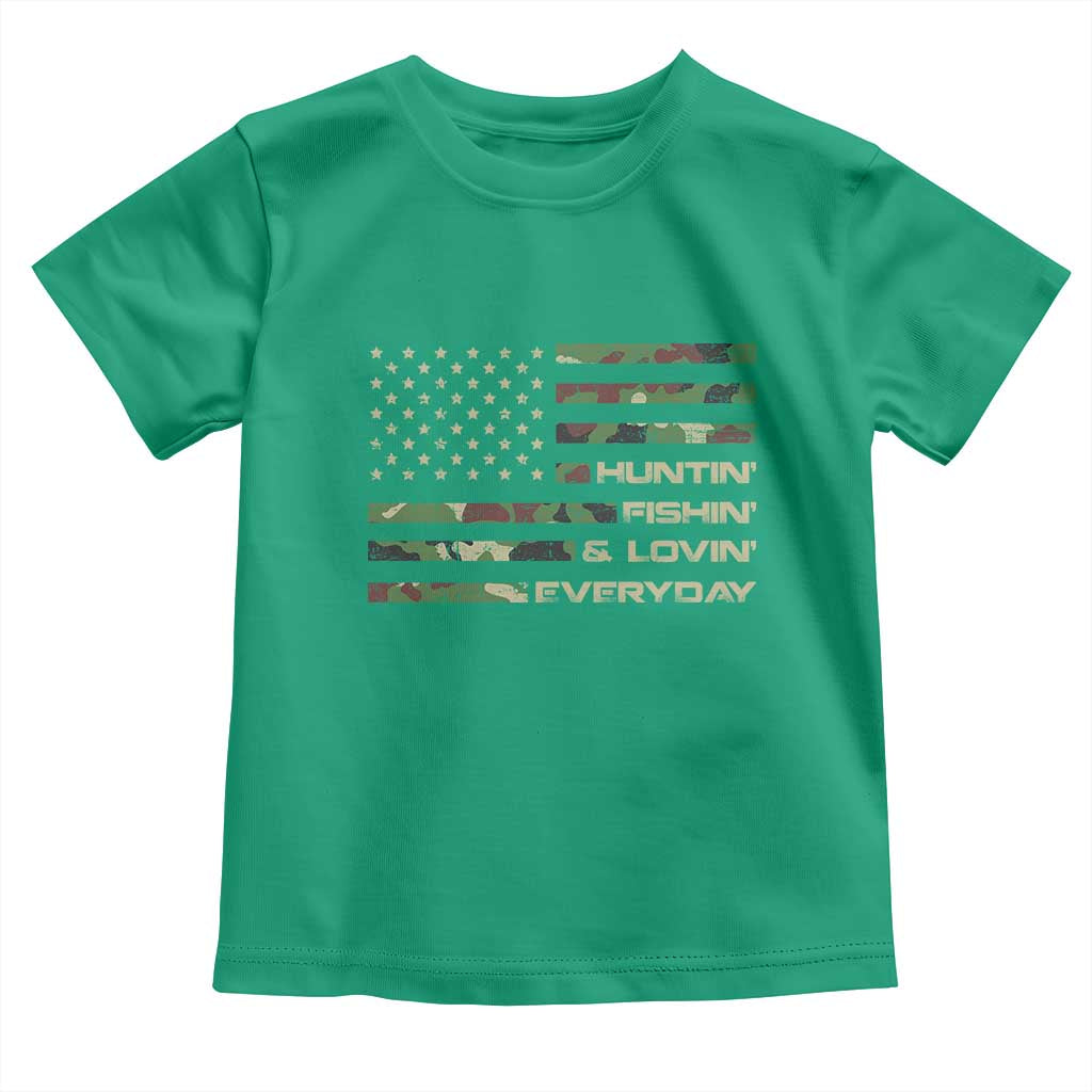 Hunting Fishing Loving Toddler T Shirt Hunter Fisher Camo American Flag