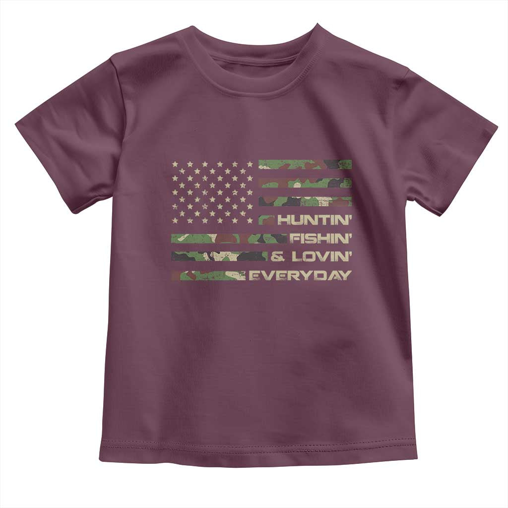 Hunting Fishing Loving Toddler T Shirt Hunter Fisher Camo American Flag