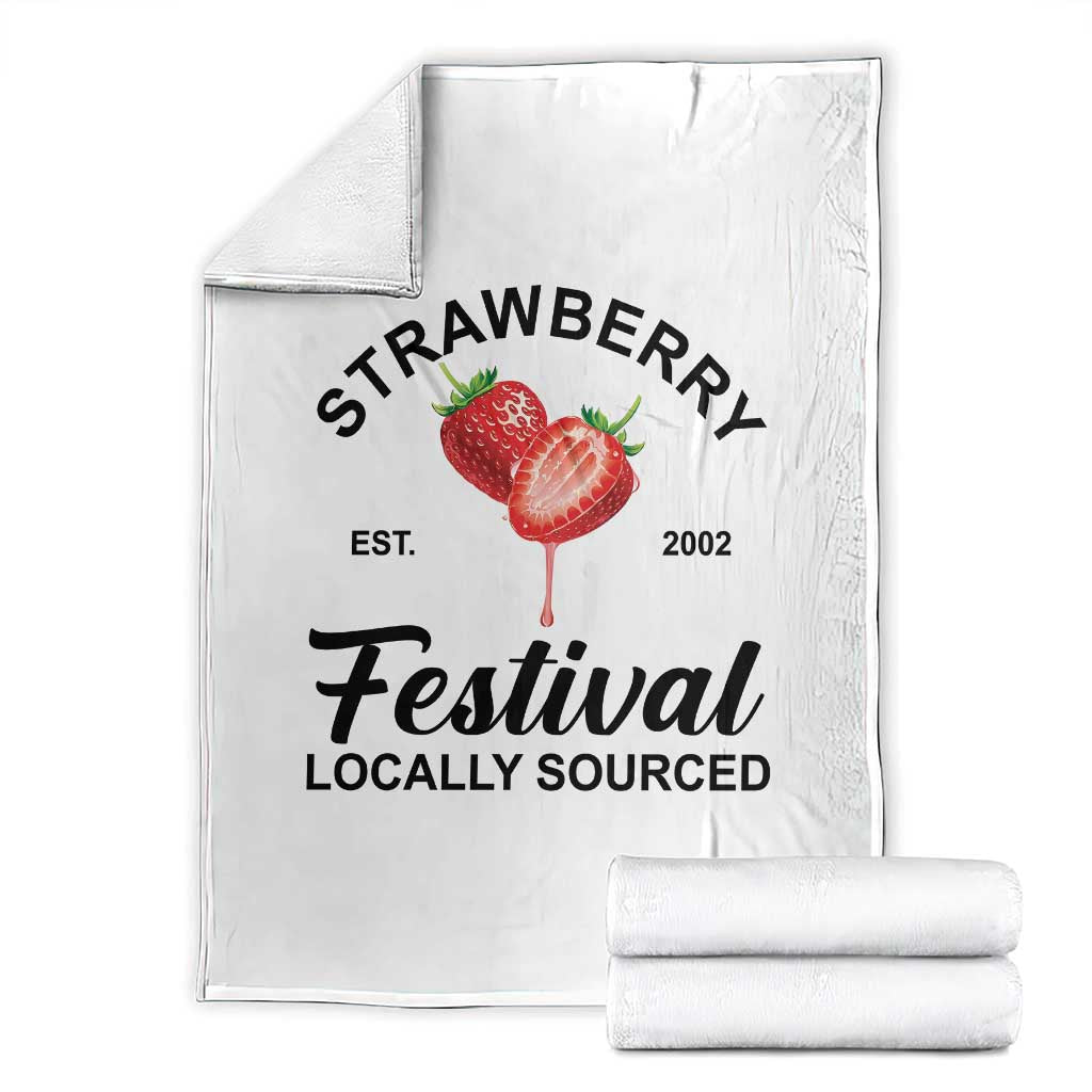Strawberry Vintage Throw Blanket Summer Fruit Strawberry Festival Cottagecore TS10 White Print Your Wear