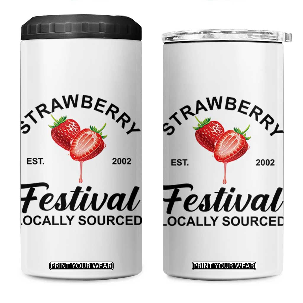 Strawberry Vintage 4 in 1 Can Cooler Tumbler Summer Fruit Strawberry Festival Cottagecore TS10 One Size: 16 oz White Print Your Wear