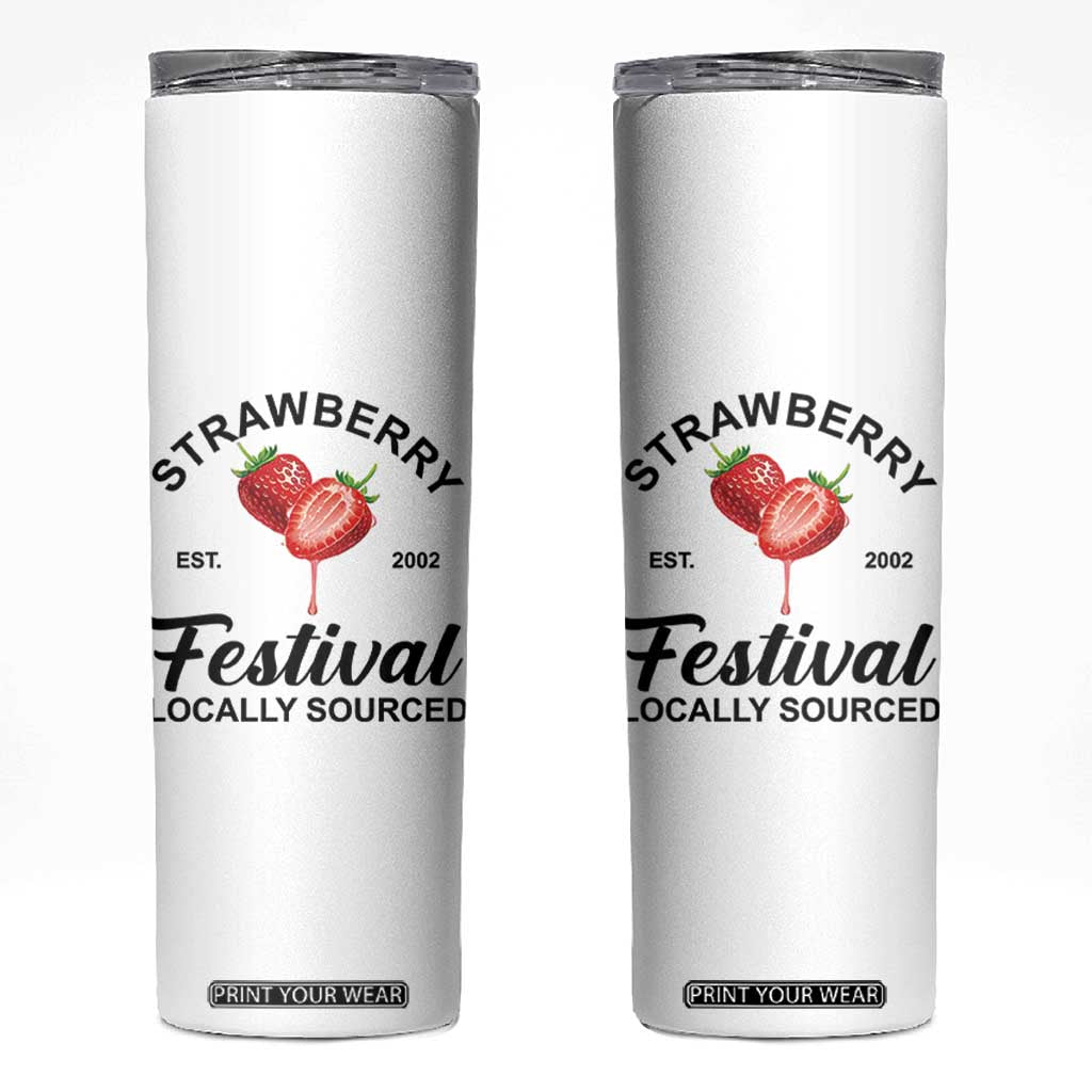 Strawberry Vintage Skinny Tumbler Summer Fruit Strawberry Festival Cottagecore TS10 White Print Your Wear
