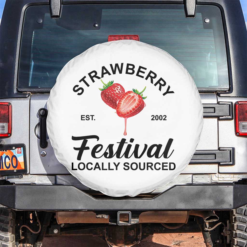 Strawberry Vintage Spare Tire Cover Summer Fruit Strawberry Festival Cottagecore TS10 No hole White Print Your Wear