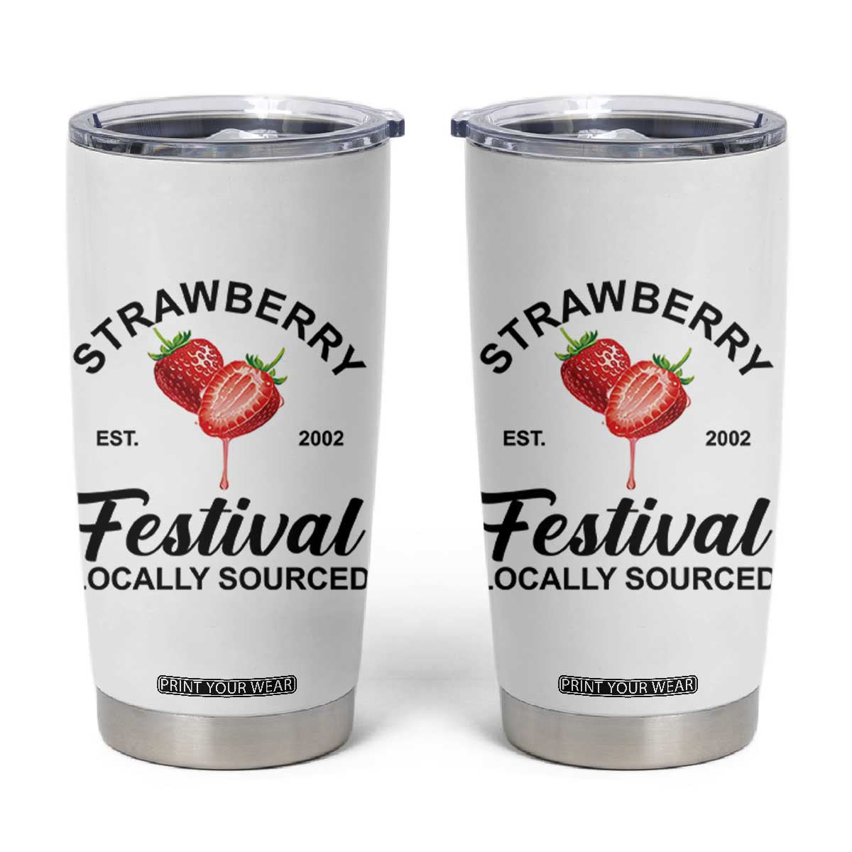 Strawberry Vintage Tumbler Cup Summer Fruit Strawberry Festival Cottagecore TS10 White Print Your Wear