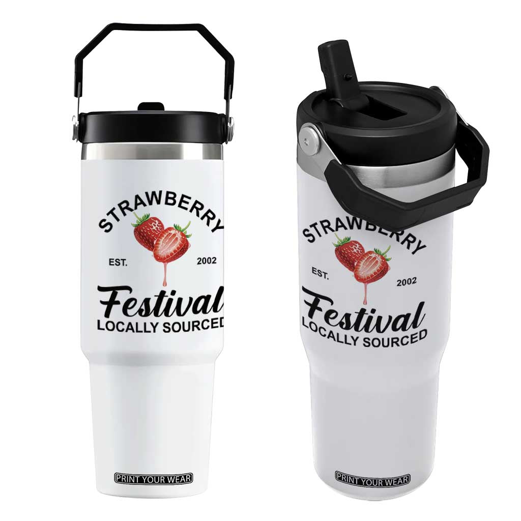 Strawberry Vintage Flip Straw Tumbler Summer Fruit Strawberry Festival Cottagecore TS10 One Size: 30 oz White Print Your Wear
