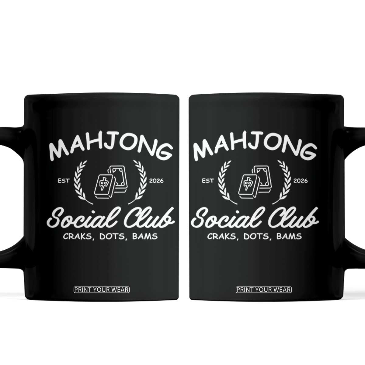 Funny Mahjong Social Club Coffee Mug Craks Dots Bams Mahjong Player Game Lovers TS10 Black Print Your Wear