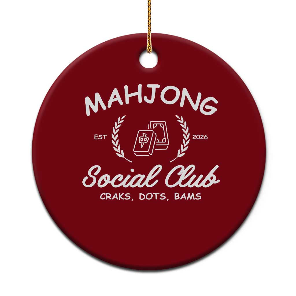 Funny Mahjong Social Club Ceramic Ornament Craks Dots Bams Mahjong Player Game Lovers TS10 1pc Red Print Your Wear