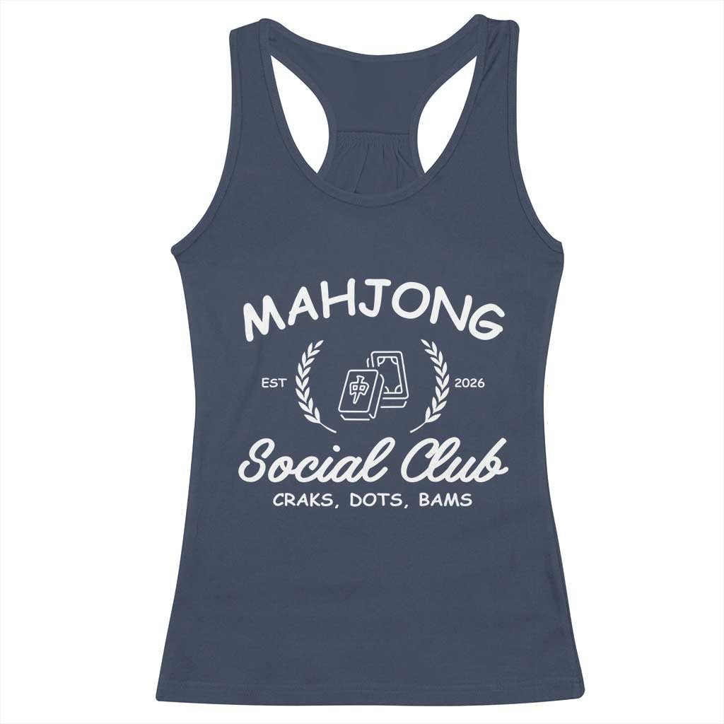 Funny Mahjong Social Club Racerback Tank Top Craks Dots Bams Mahjong Player Game Lovers TS10 Navy Print Your Wear