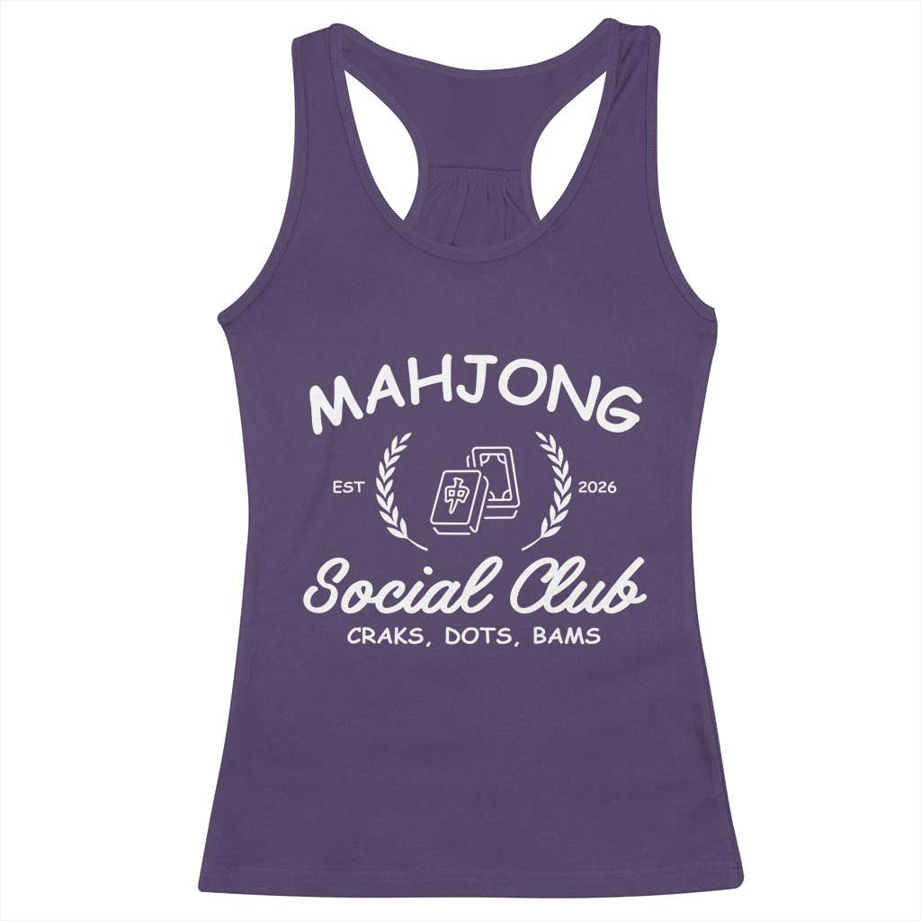Funny Mahjong Social Club Racerback Tank Top Craks Dots Bams Mahjong Player Game Lovers TS10 Purple Print Your Wear