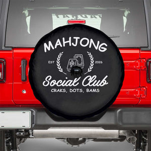 Funny Mahjong Social Club Spare Tire Cover Craks Dots Bams Mahjong Player Game Lovers TS10 Black Print Your Wear