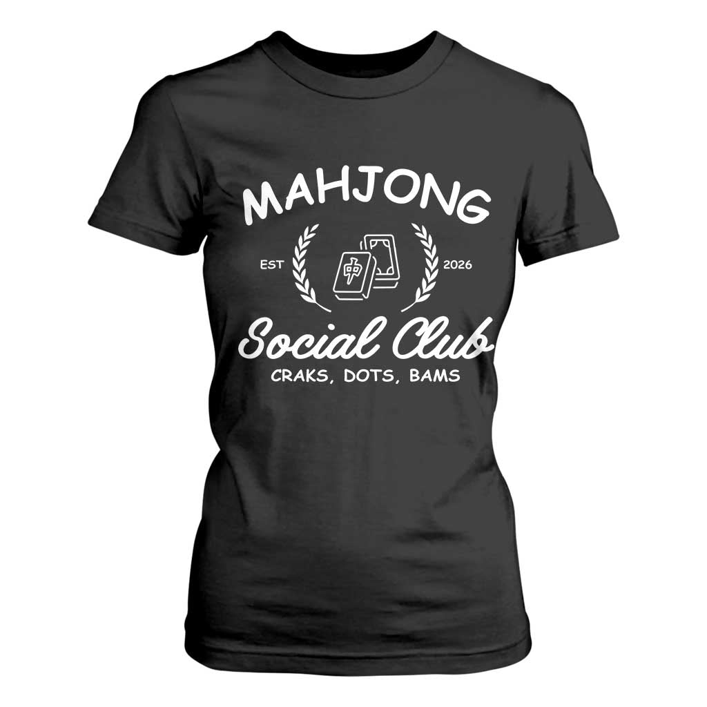 Funny Mahjong Social Club T Shirt For Women Craks Dots Bams Mahjong Player Game Lovers TS10 Black Print Your Wear
