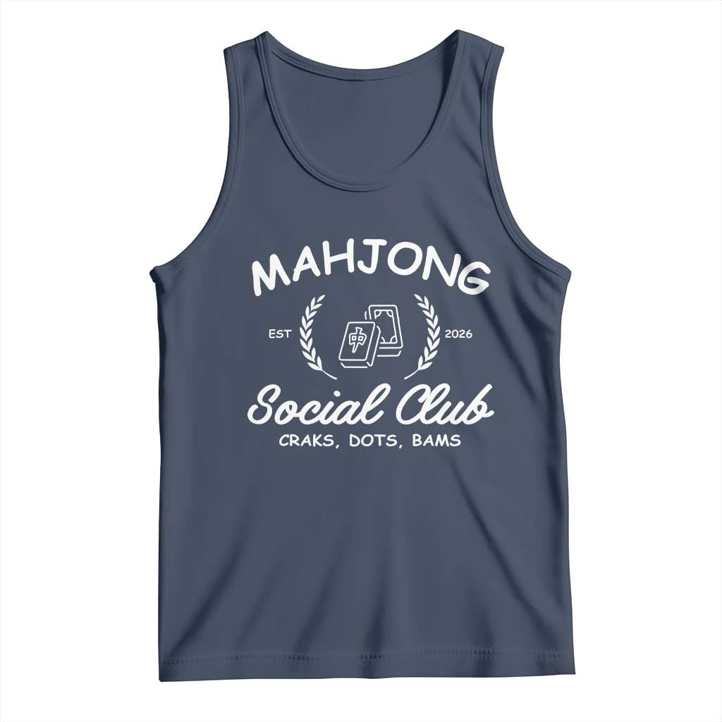 Funny Mahjong Social Club Tank Top Craks Dots Bams Mahjong Player Game Lovers TS10 Navy Print Your Wear