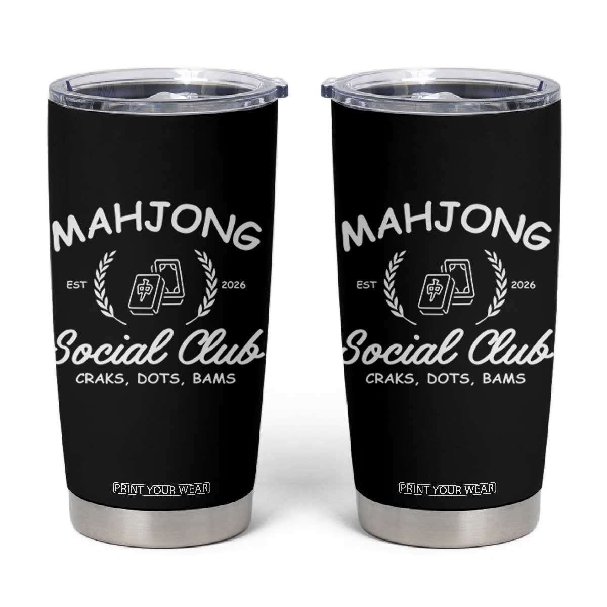Funny Mahjong Social Club Tumbler Cup Craks Dots Bams Mahjong Player Game Lovers TS10 Black Print Your Wear