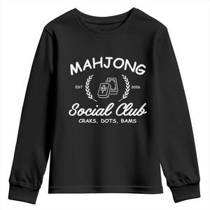 Funny Mahjong Social Club Youth Sweatshirt Craks Dots Bams Mahjong Player Game Lovers TS10 Black Print Your Wear