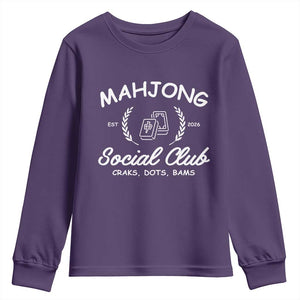 Funny Mahjong Social Club Youth Sweatshirt Craks Dots Bams Mahjong Player Game Lovers TS10 Purple Print Your Wear