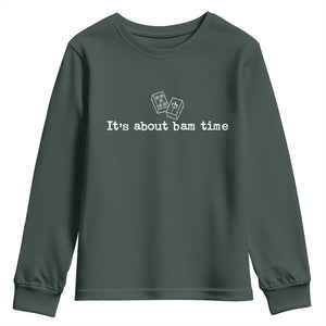 Funny Its About Bam Time Mahjong Players Youth Sweatshirt TS10 Dark Forest Green Print Your Wear
