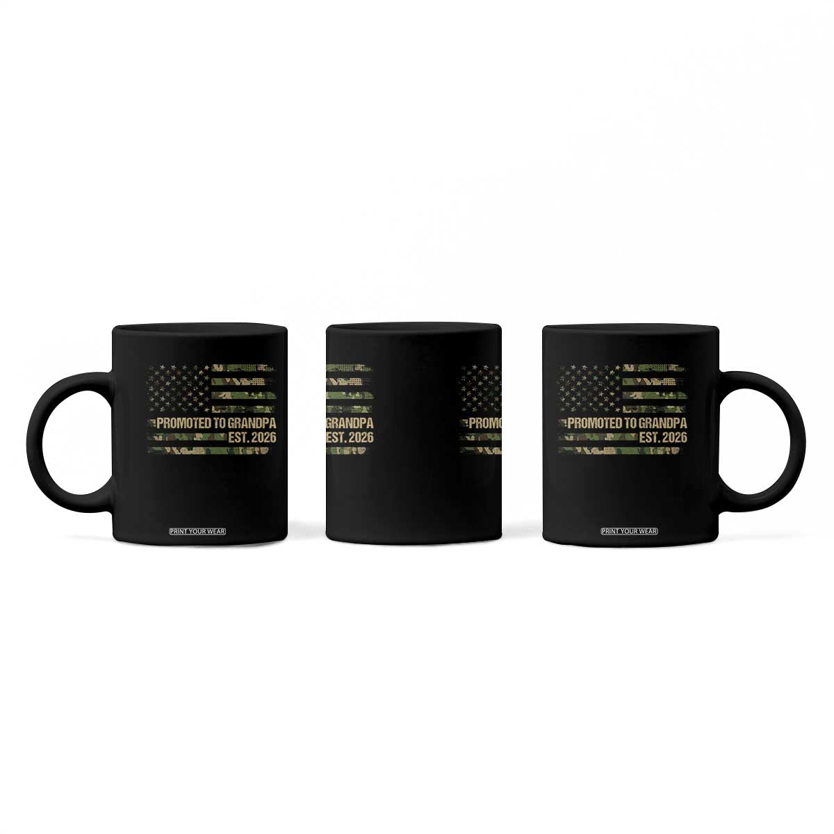 Promoted To Grandpa Est. 2026 Coffee Mug Retro Camo American Flag TS10 Print Your Wear
