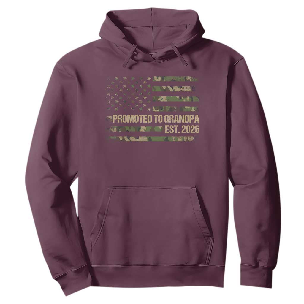 Promoted To Grandpa Est. 2026 Hoodie Retro Camo American Flag TS10 Maroon Print Your Wear