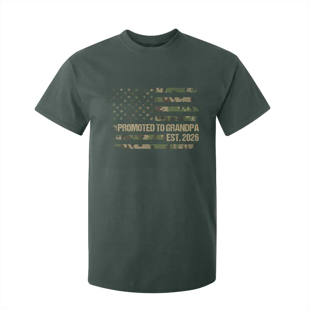Promoted To Grandpa Est. 2026 T Shirt For Kid Retro Camo American Flag TS10 Dark Forest Green Print Your Wear