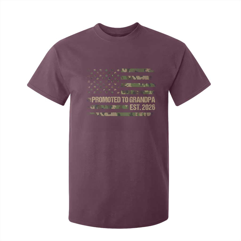 Promoted To Grandpa Est. 2026 T Shirt For Kid Retro Camo American Flag TS10 Maroon Print Your Wear