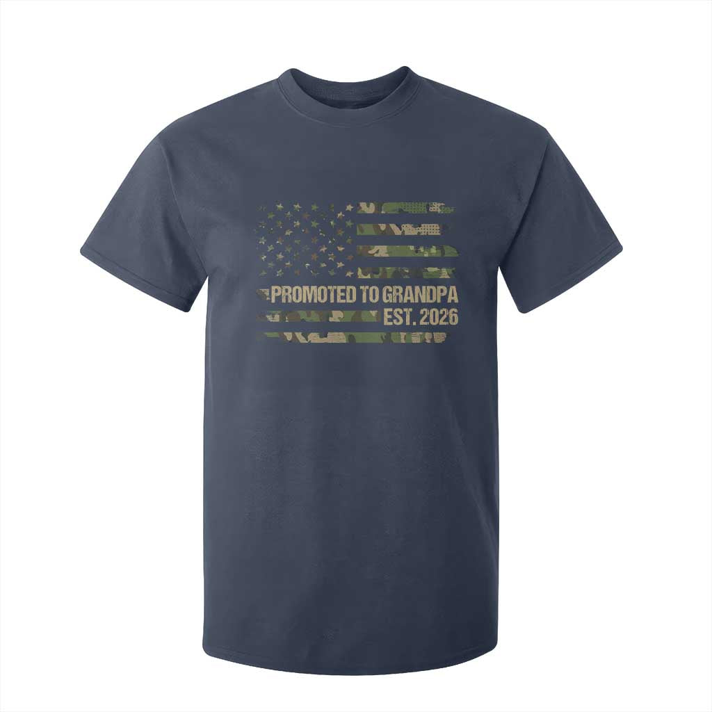 Promoted To Grandpa Est. 2026 T Shirt For Kid Retro Camo American Flag TS10 Navy Print Your Wear