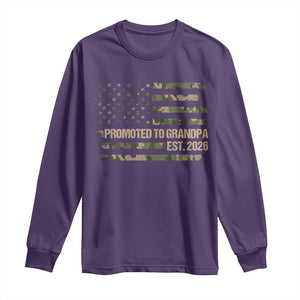 Promoted To Grandpa Est. 2026 Long Sleeve Shirt Retro Camo American Flag TS10 Purple Print Your Wear