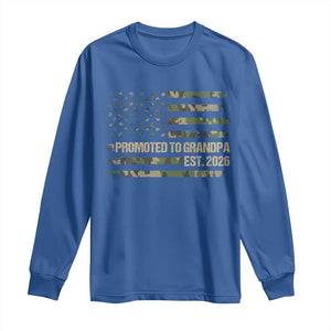 Promoted To Grandpa Est. 2026 Long Sleeve Shirt Retro Camo American Flag TS10 Royal Blue Print Your Wear