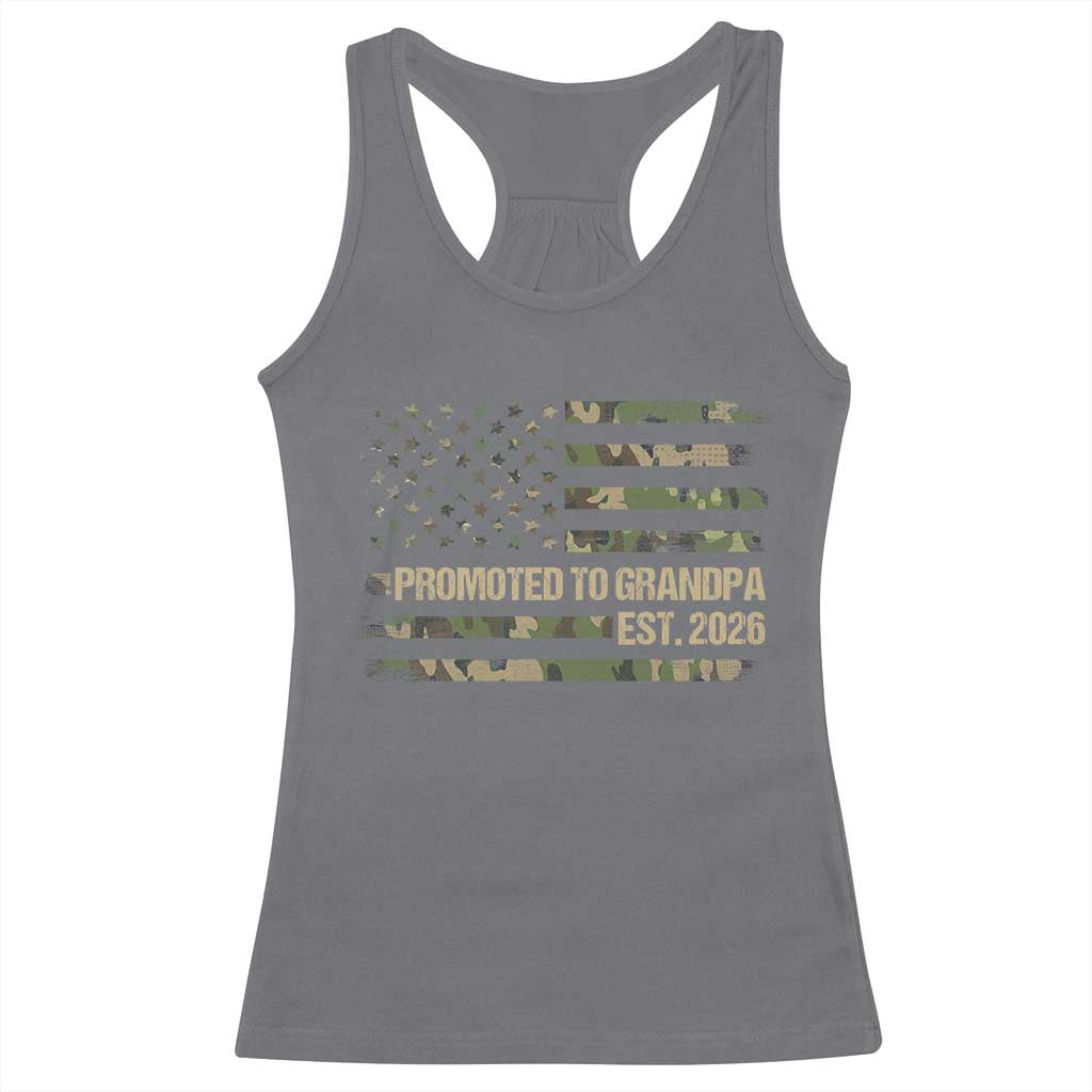 Promoted To Grandpa Est. 2026 Racerback Tank Top Retro Camo American Flag TS10 Charcoal Print Your Wear