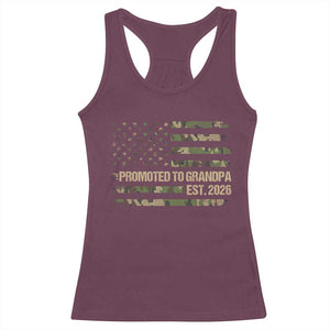 Promoted To Grandpa Est. 2026 Racerback Tank Top Retro Camo American Flag TS10 Maroon Print Your Wear
